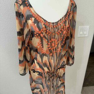 Spiaggia Dolce Peach Ornate Cover Up  [Sz. L]